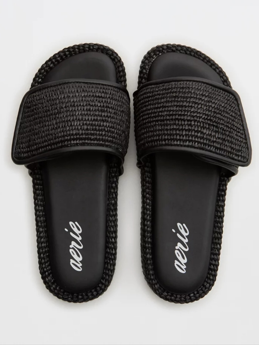 Aerie Straw Sandal - TRUE BLACK
